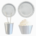 soildパーティー用品は、使い捨て食器セット卸売バラ金箔紙プレートカップ