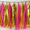 Umiss ゴールドとピンクのタッセル ガーランドつるしブライダル シャワー パーティー用品の紙飾り